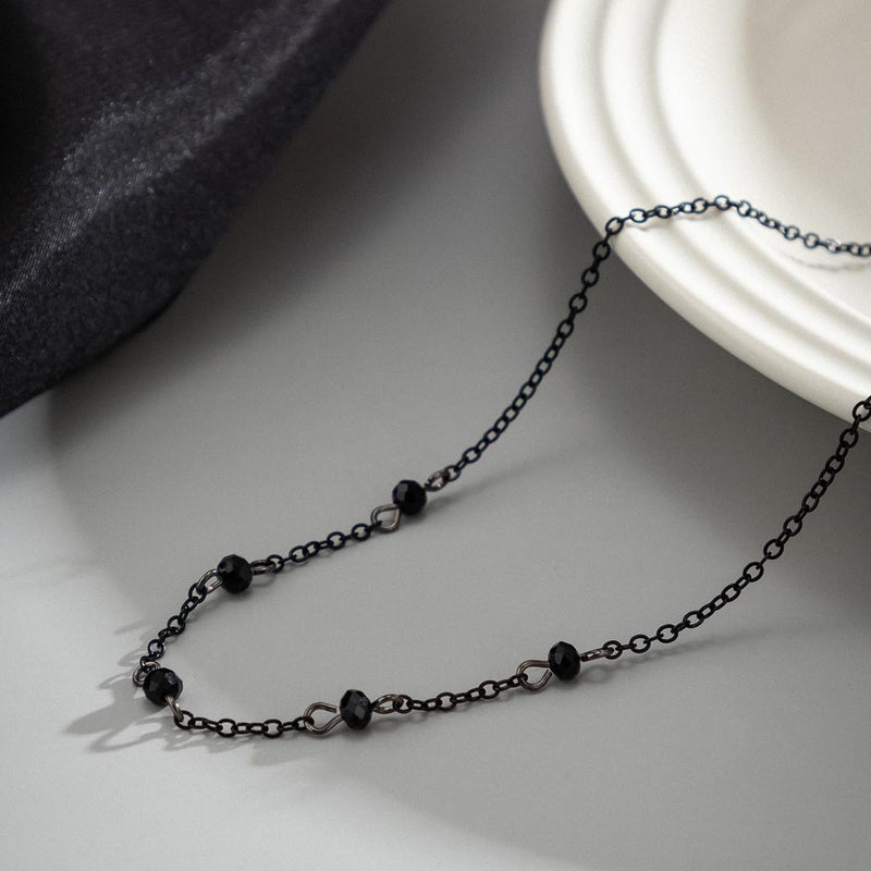 Cicod Gothic Y Necklace,Goth Black Red Crystal Bead Teardrop Necklace,Punk Y Necklace,Halloween Christmas New Year Jewelry Vampire Accessories for Women - Image 3